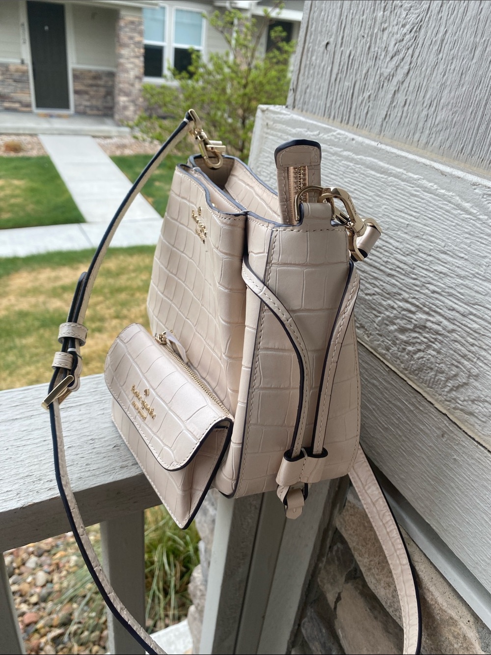 Kate Spade New York Dumpling Croc-Embossed Leather Crossbody Bag with wallet - Picture 6 of 13